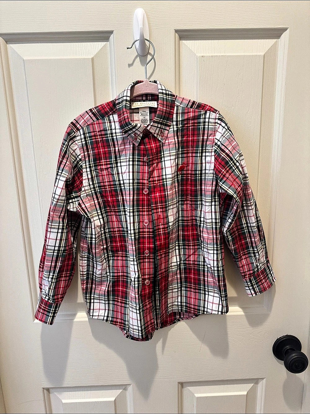 The Beaufort Bonnet Company Dean's List Dress Shirt Plaid Red & White 3T